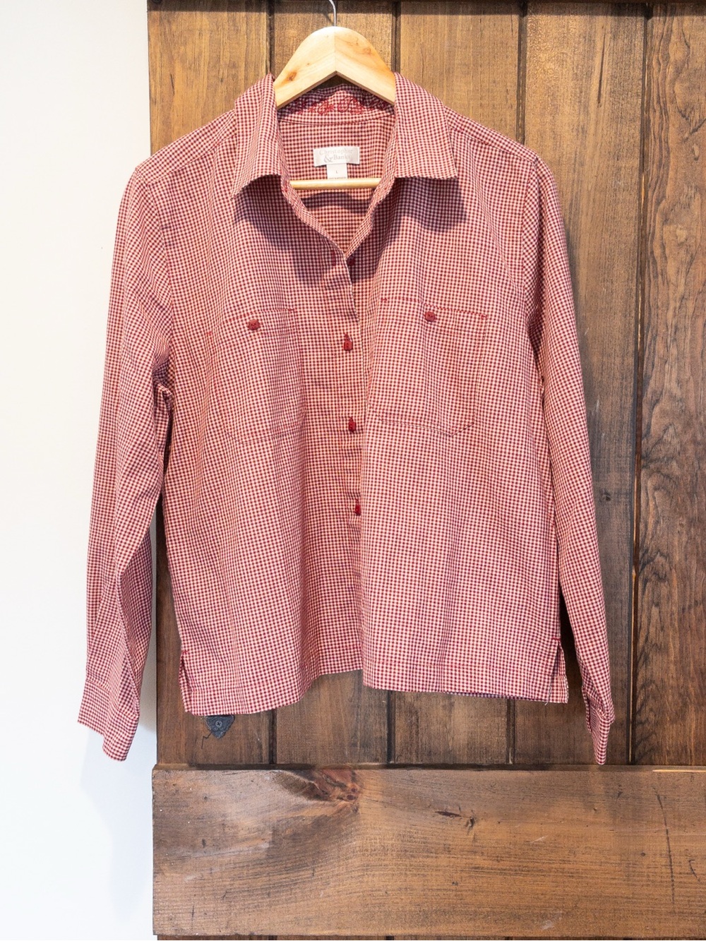 Vintage Croft & Barrow Gingham Mini Check Camp Shirt Large Cabincore Cottagecore